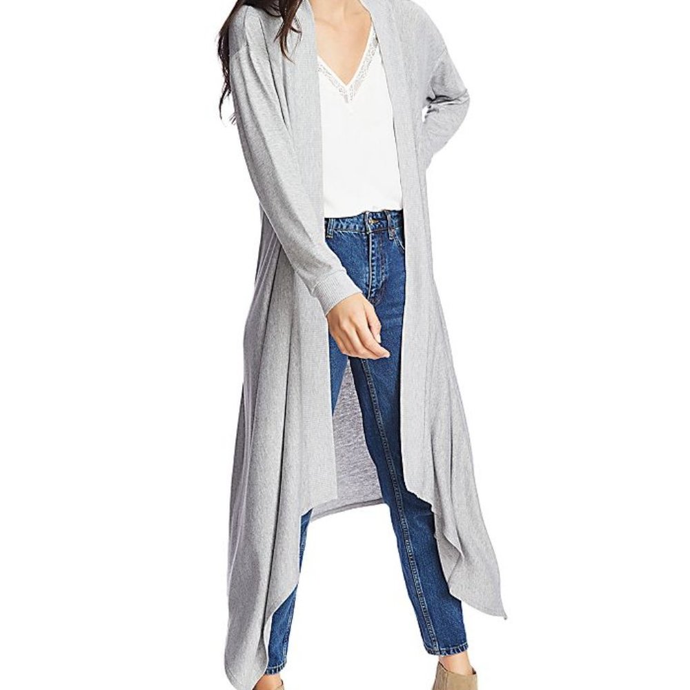 NWT 1.State Asymmetric Hem Duster Cardigan In Silver Heather